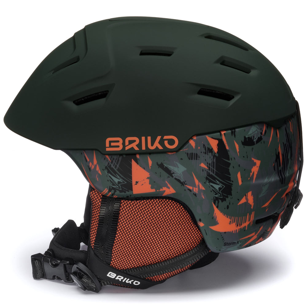 Helmets Unisex STORM X Helmet MATT TIMBER GREEN - CUTTY SARK GREEN - POMEGRANATE ORANGE Dressed Front (jpg Rgb)	