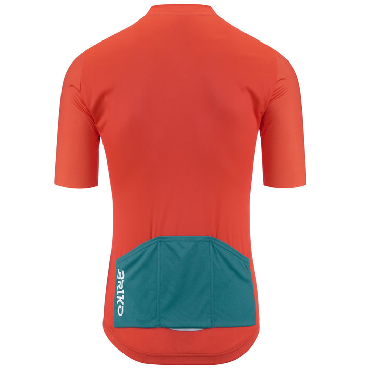 Active Jerseys Man MAZE STRIPE JERSEY Shirt ORANGE FLAME - TURQUOISE FAIRY - GREEN SMERALDO Dressed Side (jpg Rgb)		