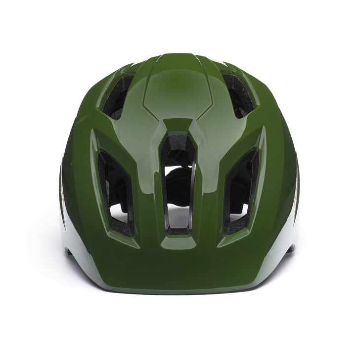 Helmets Kid unisex AX Helmet SHINY DARK GREEN - ORANGE Dressed Side (jpg Rgb)		