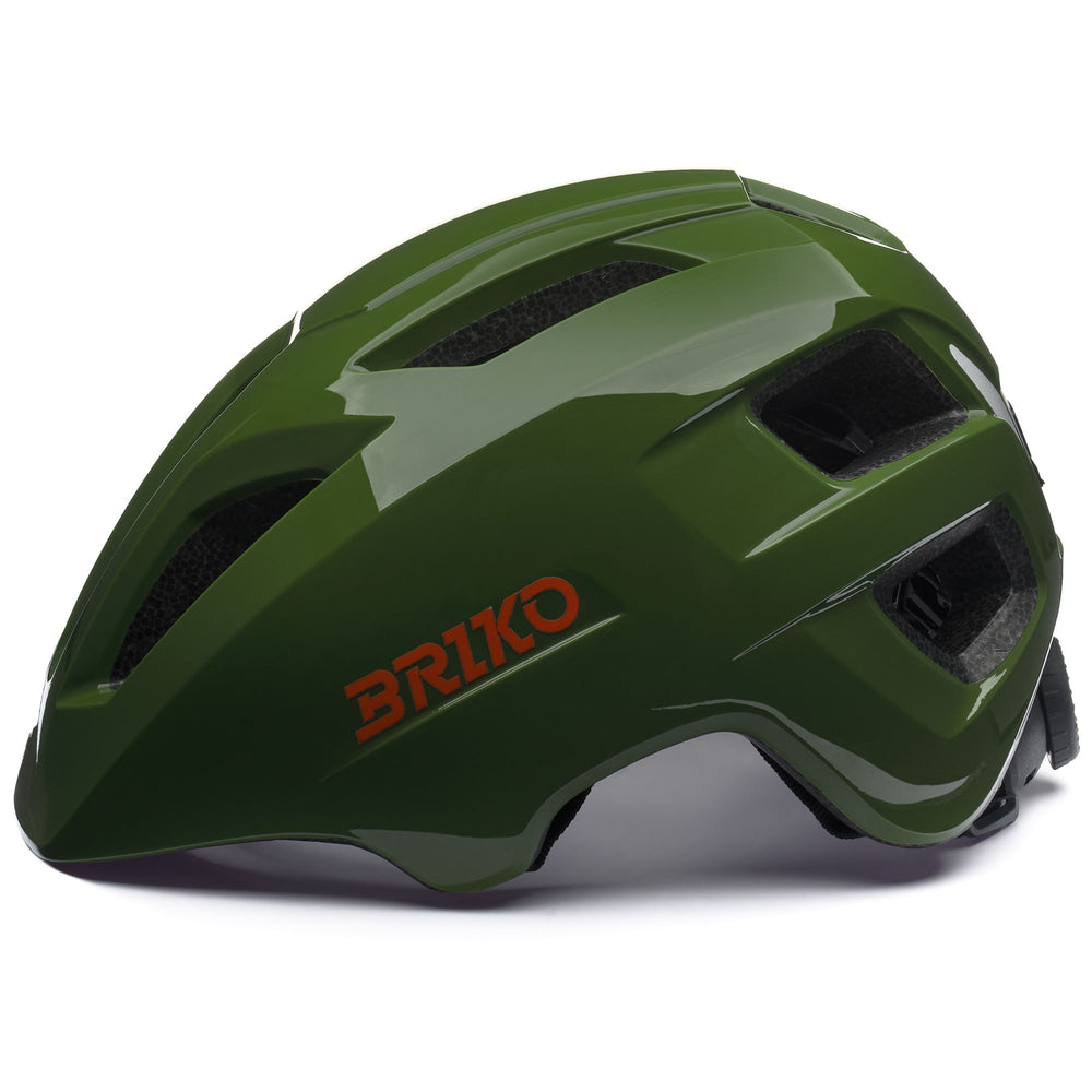 Helmets Kid unisex AX Helmet SHINY DARK GREEN - ORANGE Dressed Front (jpg Rgb)	