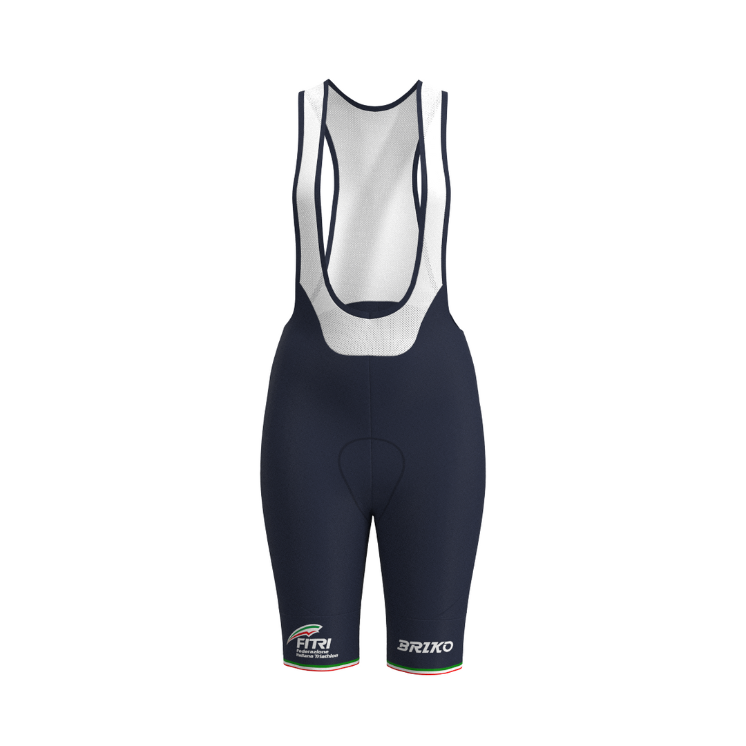 Blue Woman Triathlon Bib Shorts with Compression and Gel Pad 01