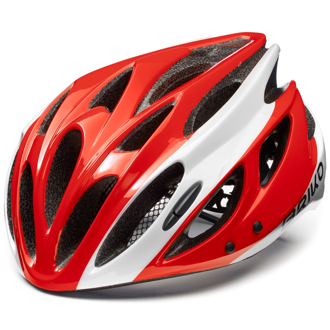 Unisex Red and White Cycling Helmet with Visor and Airflow Design 01