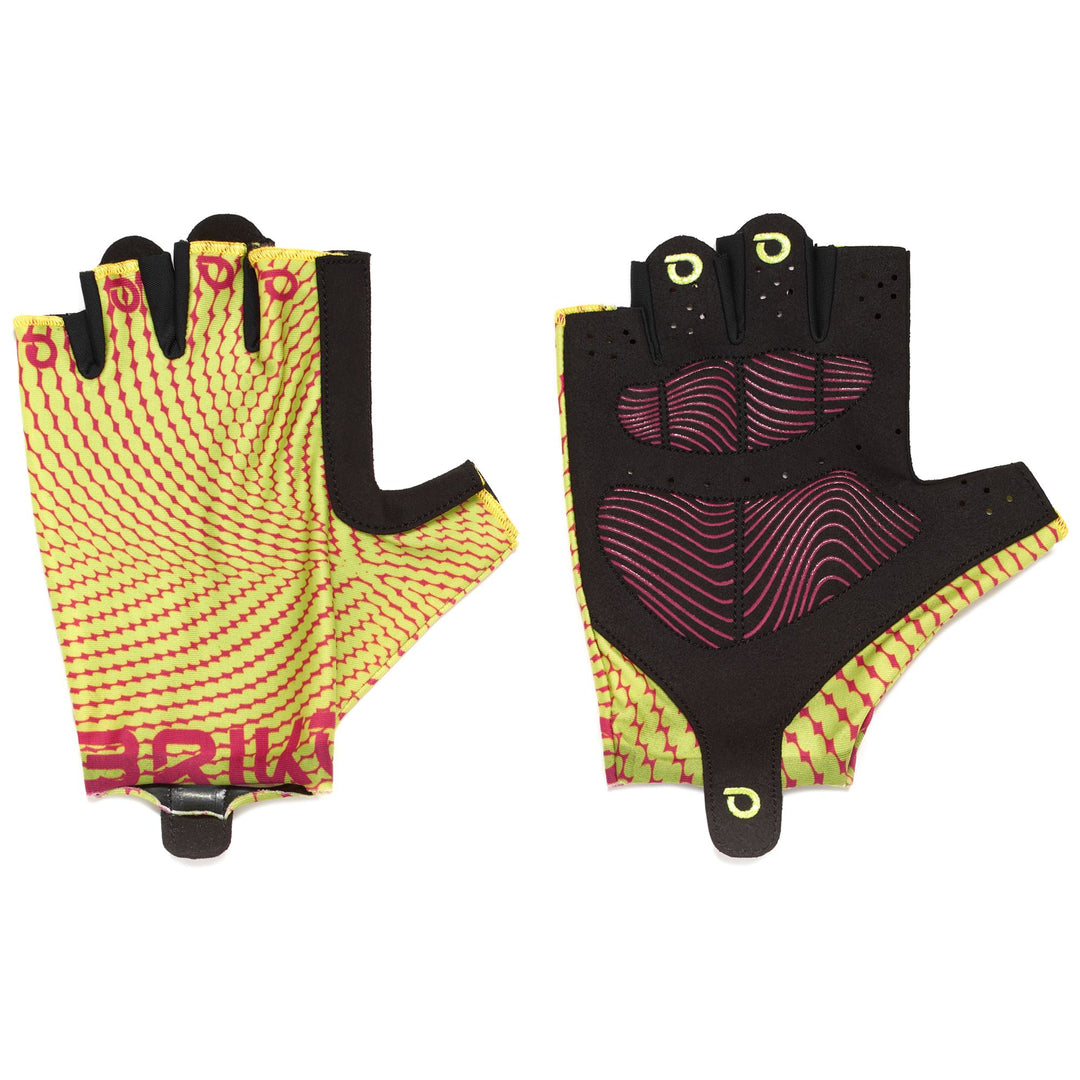 Guanti da ciclismo unisex verdi e rosa con imbottitura leggera 01