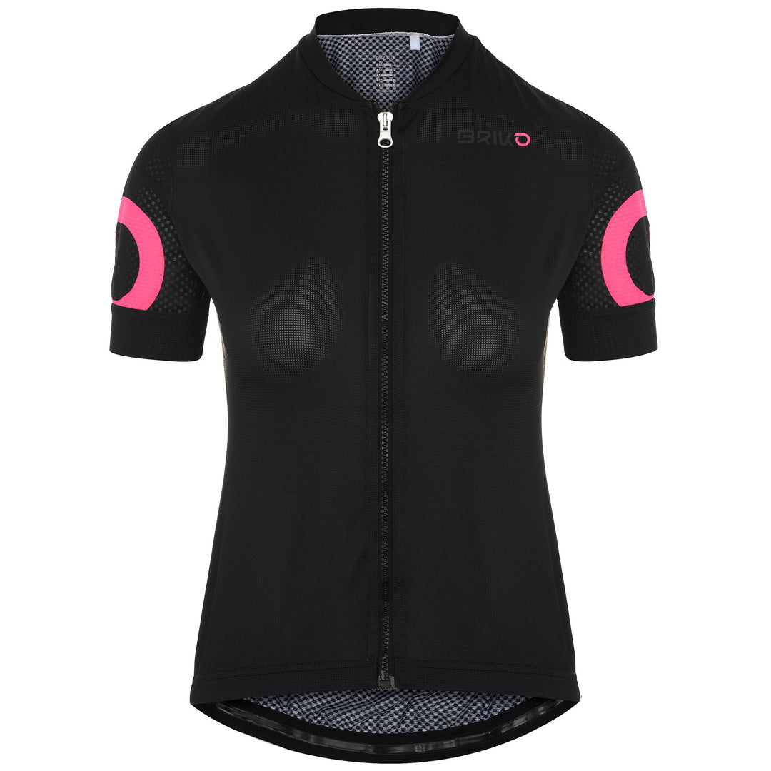 Black Woman's Cycling Jersey with Quick-Drying and Reflective Features 01