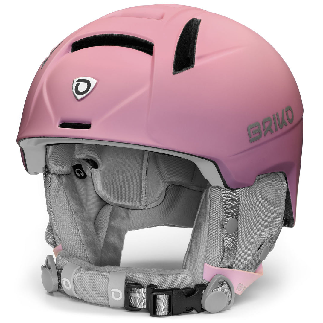 Casco da sci da donna rosso e lilla con imbottitura rimovibile 01