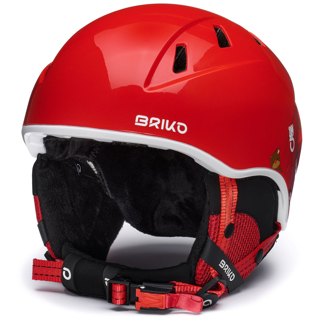 Casco da sci rosso e bianco per bambini, per giovani atleti 01
