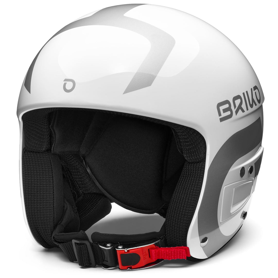 Kid's Grey and White Ski Helmet for Young Racers 01