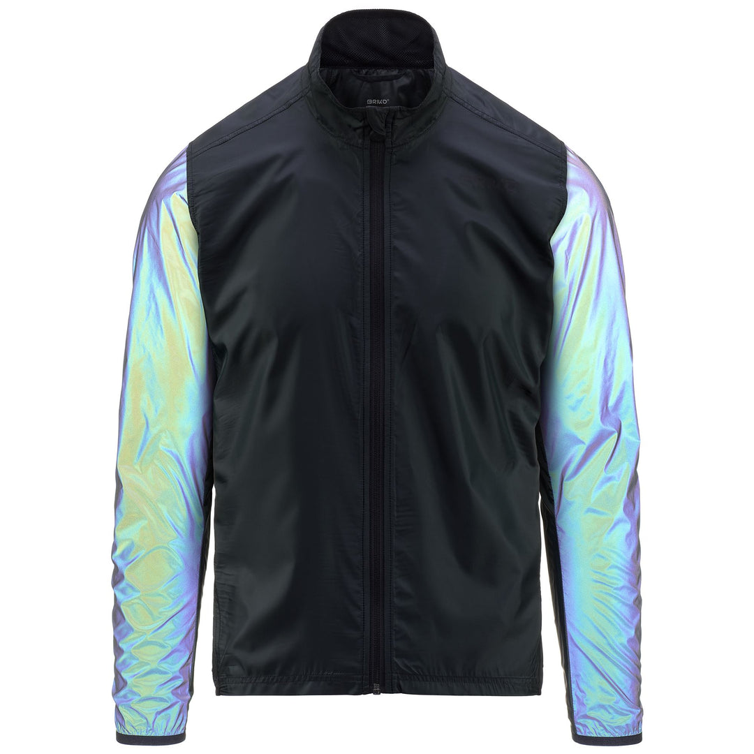 Giacca antivento riflettente nera unisex per ciclismo su strada main