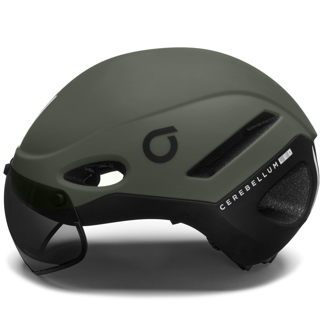 Unisex Grey and Green Urban Cycling Helmet with LED and Removable Lens main