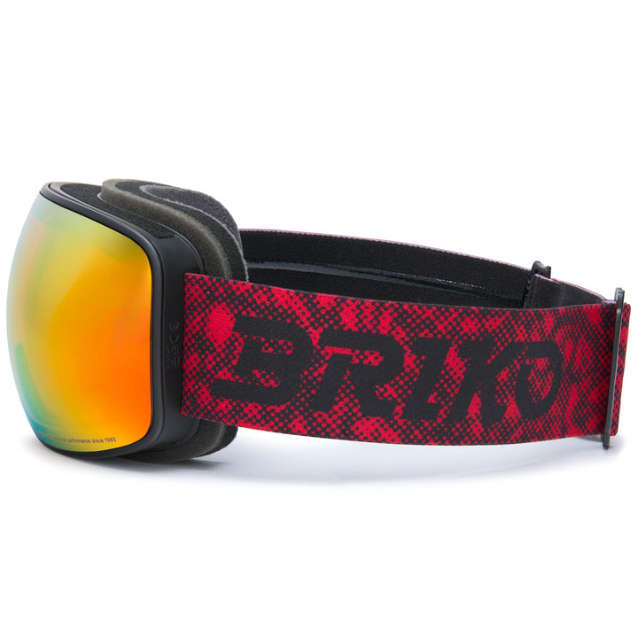 Maschera da sci unisex neri e rossi con trattamento antiappannamento e protezione UV. 2
