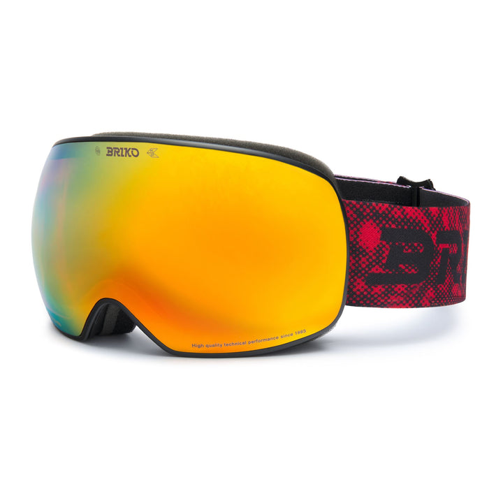 Maschera da sci unisex neri e rossi con trattamento antiappannamento e protezione UV. 3