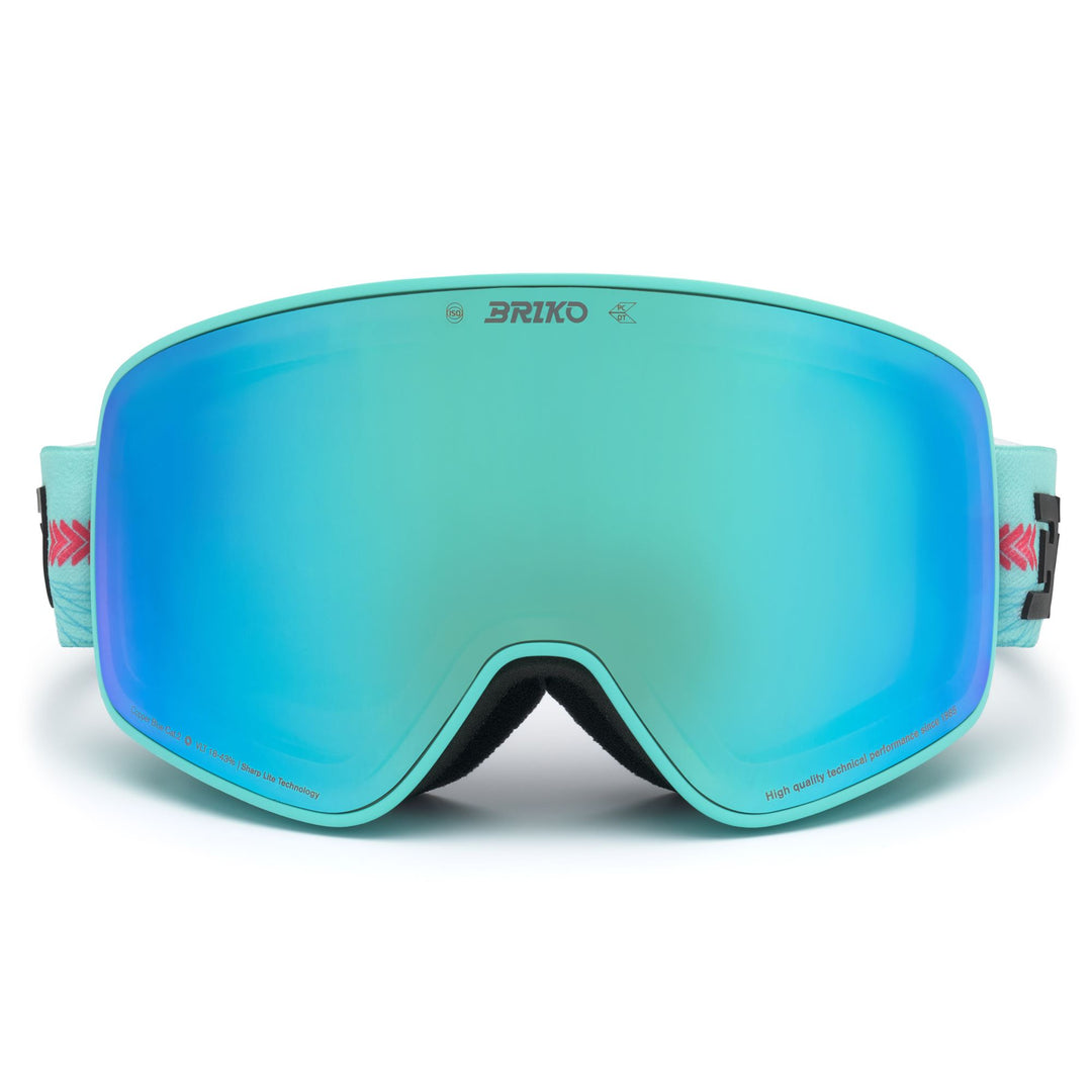 Maschera da sci unisex blu e verde menta con protezione antiappannamento e UV 01