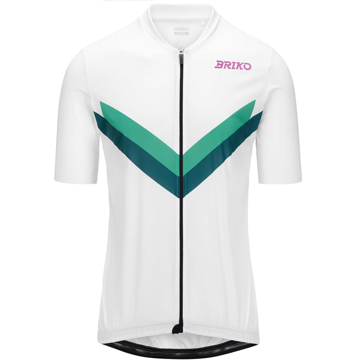 White and Green Men's Cycling Jersey for Road Biking 1