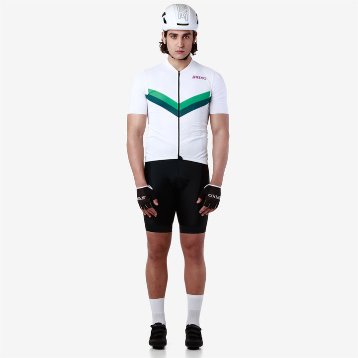 White and Green Men's Cycling Jersey for Road Biking 4