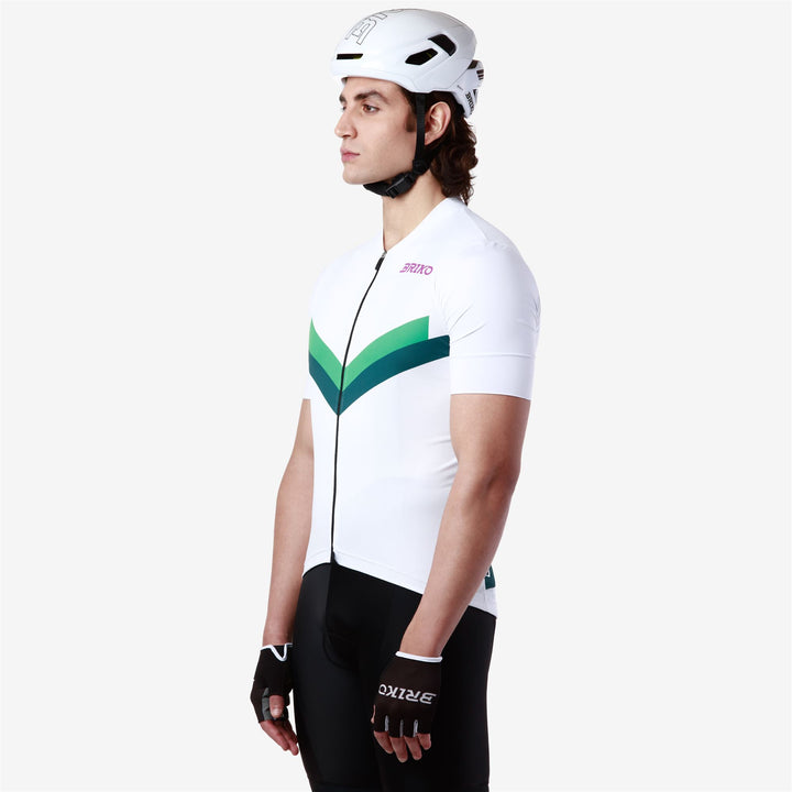 White and Green Men's Cycling Jersey for Road Biking 6