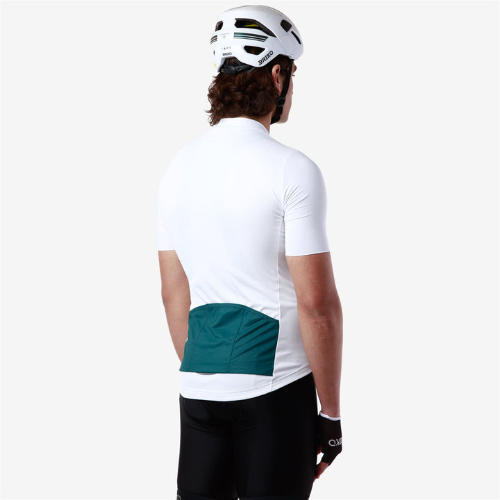 White and Green Men's Cycling Jersey for Road Biking 7
