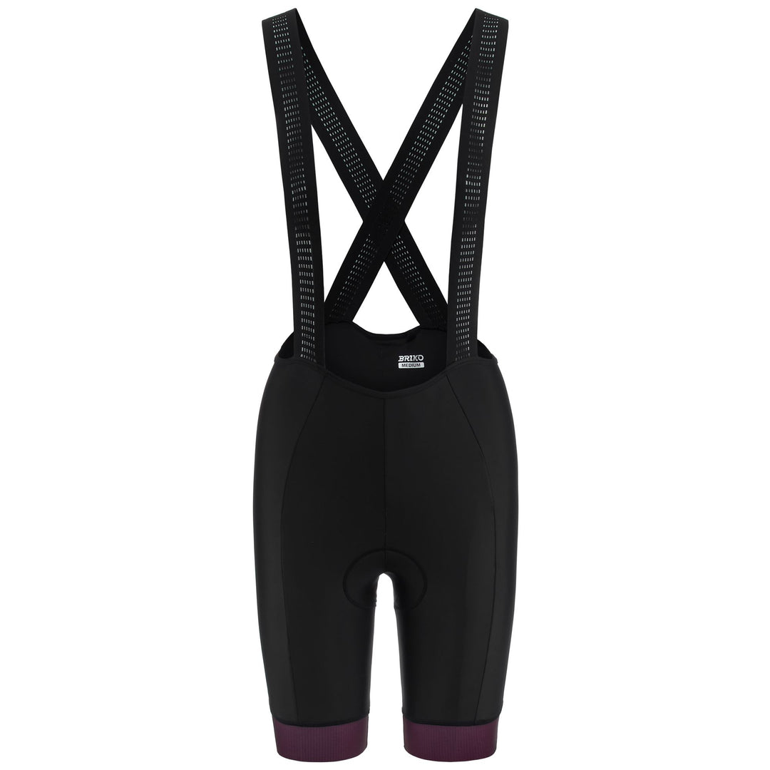 Pantaloncini da ciclismo con bretelle imbottiti da donna neri 01