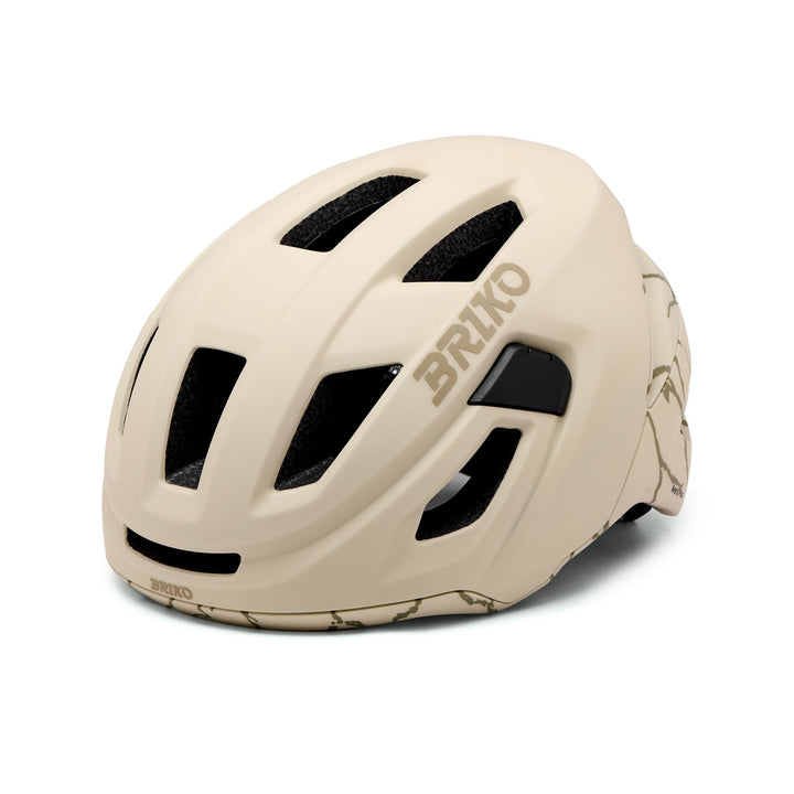 Unisex Beige and Brown Cycling Helmet with Ventilation Features 1