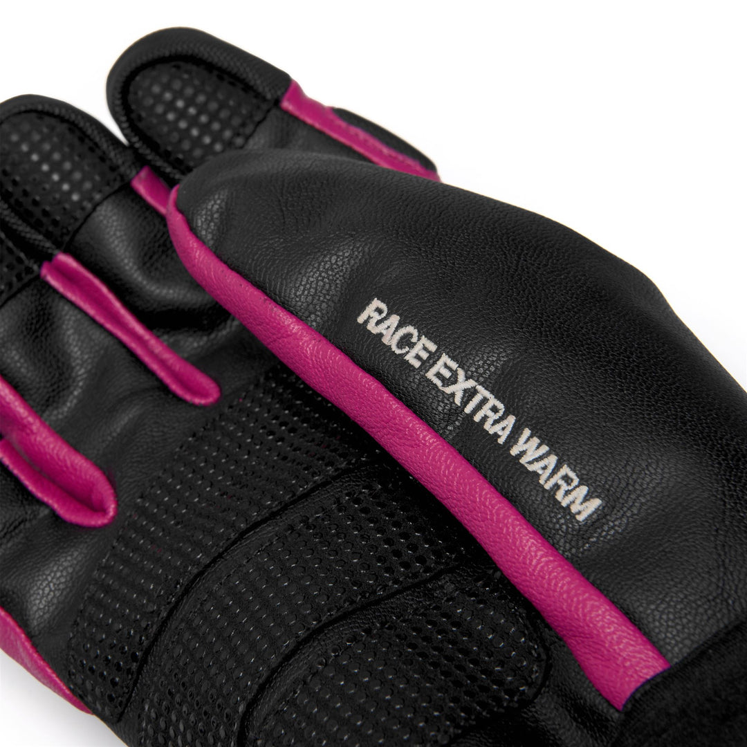 Gants de ski unisexes noirs et roses avec protection thermique main