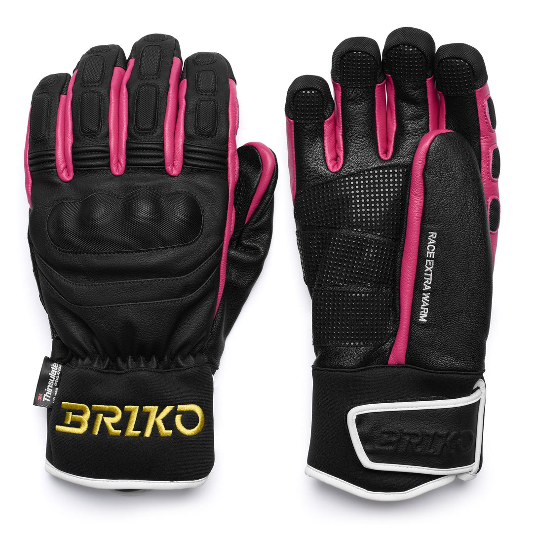 Unisex Black and Pink Ski Gloves with Thermal Protection 01
