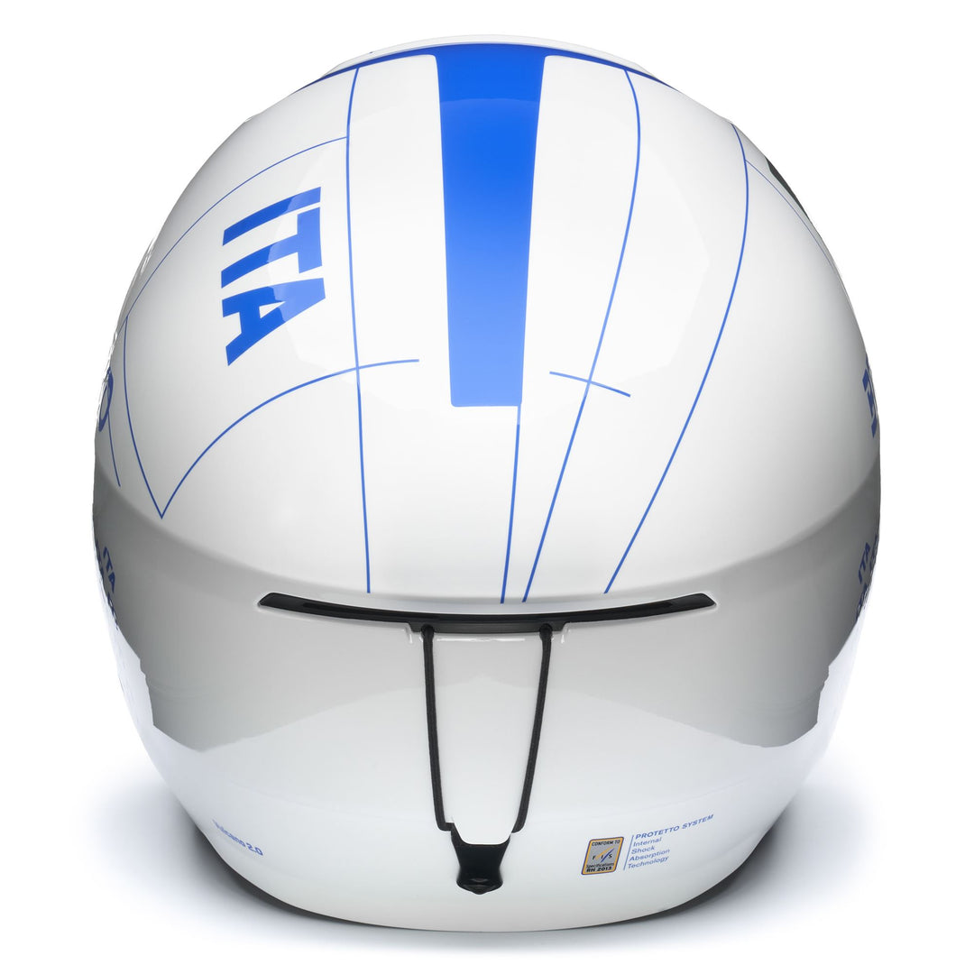 Casque de ski unisexe blanc et bleu pour la compétition main