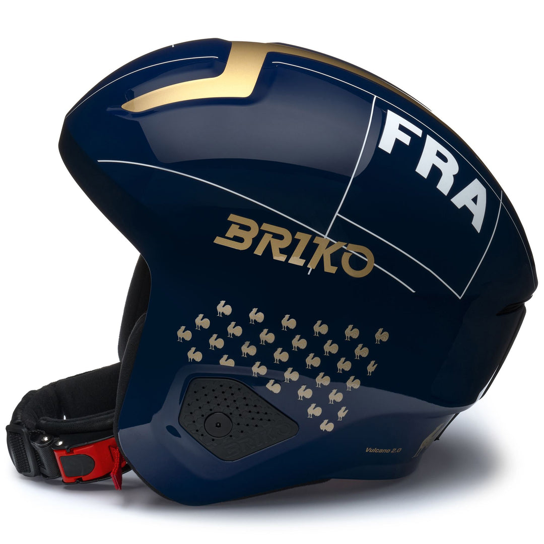 Casque de ski unisexe bleu et blanc pour la compétition, offrant un confort optimal. main