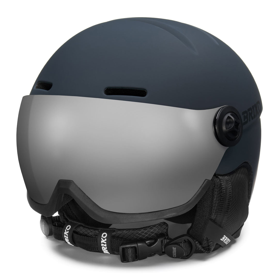 Casco da sci da uomo blu e grigio con visiera 01