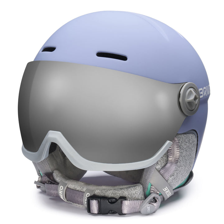 Woman Lavender and White Helmet with Visor for Skiing 1