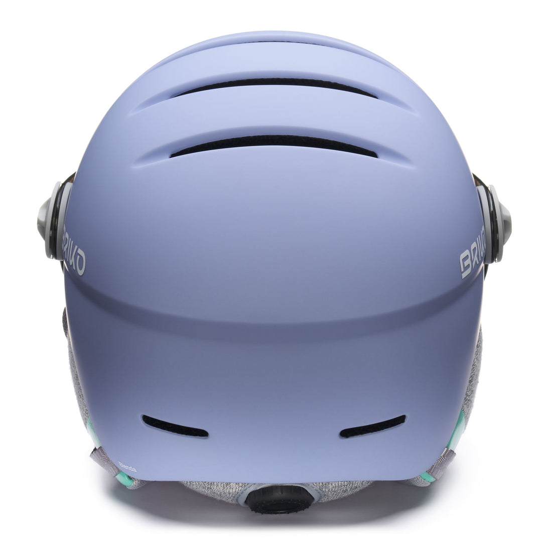 Woman Lavender and White Helmet with Visor for Skiing main