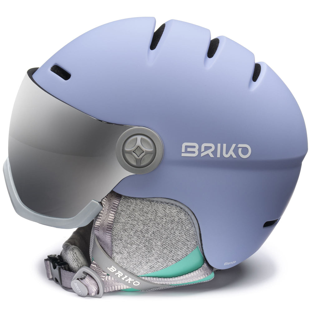 Woman Lavender and White Helmet with Visor for Skiing 02