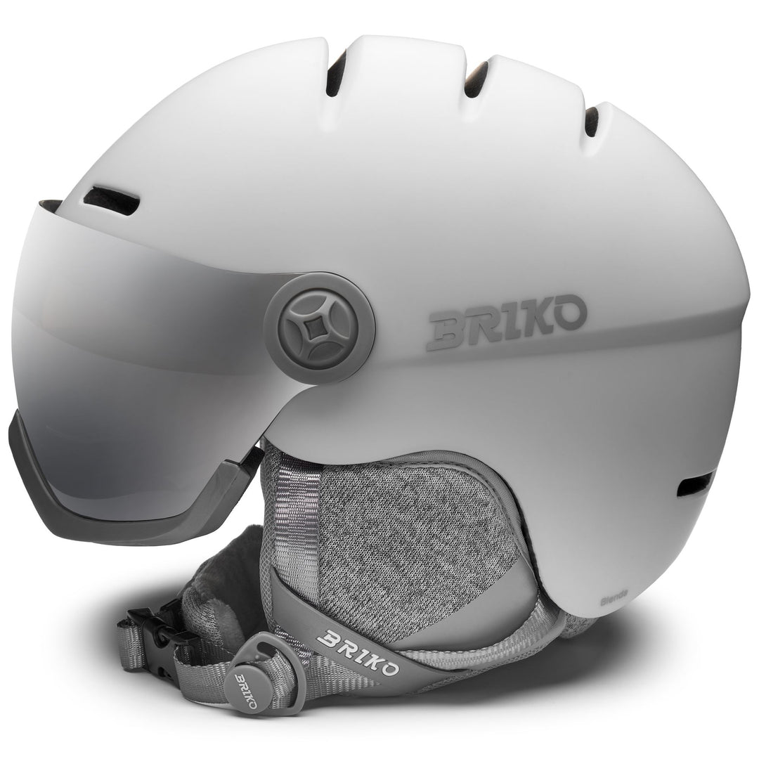 Casque de ski blanc pour femme avec visière amovible main