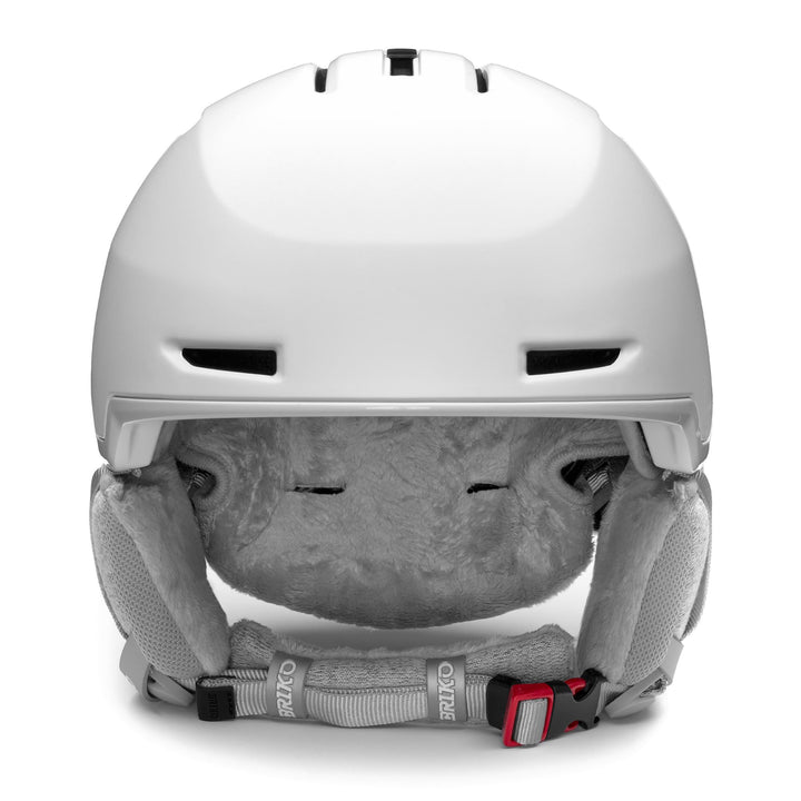 Woman Grey and White Ski Helmet with Adjustable Ventilation 3