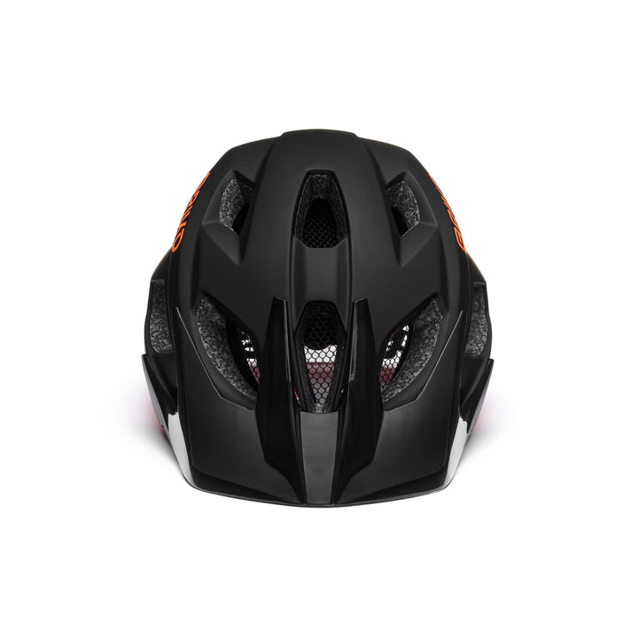 Casco da ciclismo MTB unisex nero e arancione con ventilazione e visiera 3