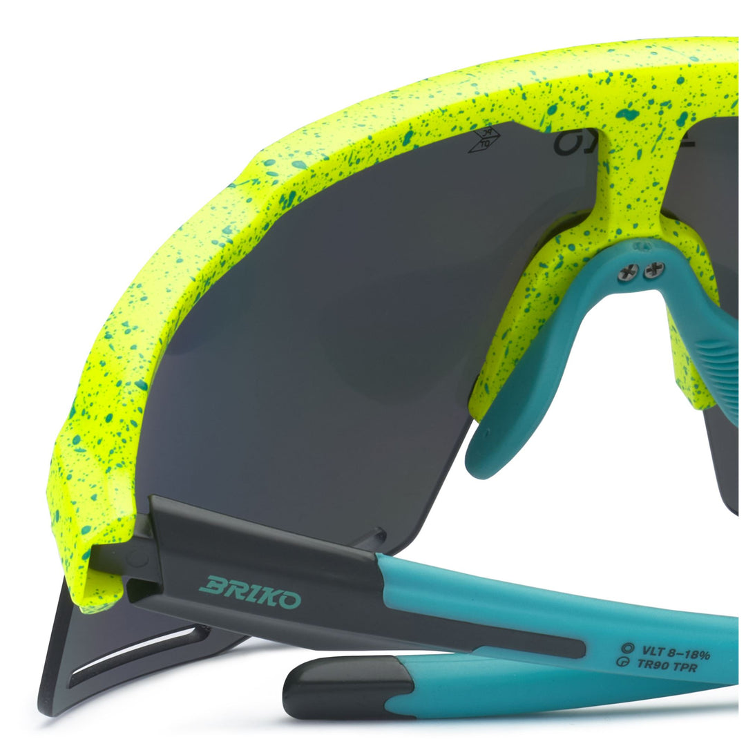 Lunettes de soleil de sport unisexes vertes et jaunes avec fonctions réglables main