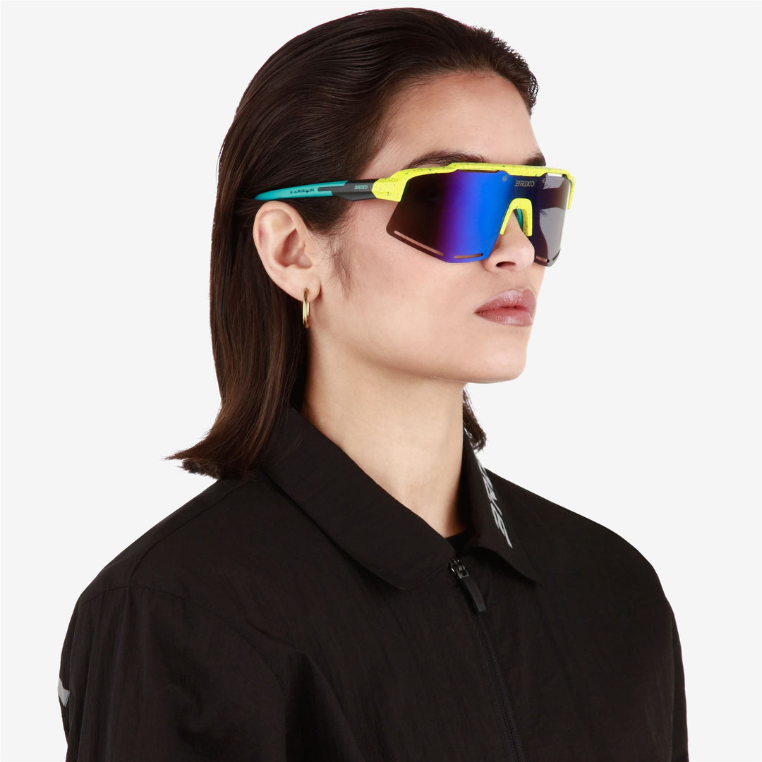 Unisex Green and Yellow Sport Sunglasses with Adjustable Features main