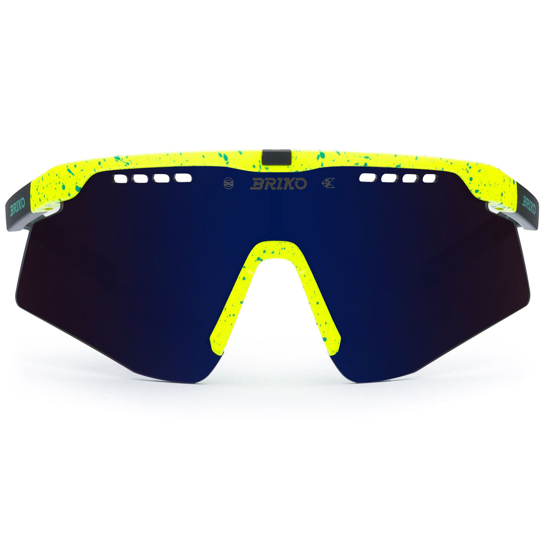Occhiali da sole sportivi unisex verdi e gialli con sistema di facile sostituzione delle lenti 01