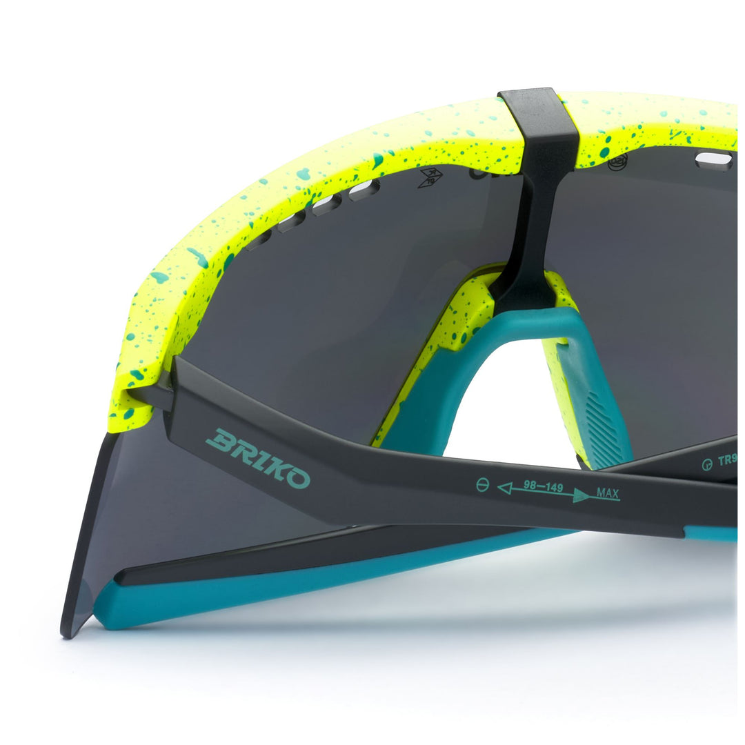 Lunettes de soleil de sport unisexes vertes et jaunes avec système de changement de verres facile main