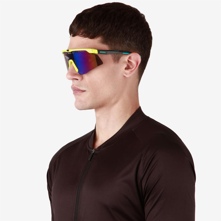 Lunettes de soleil de sport unisexes vertes et jaunes avec système de changement de verres facile 7