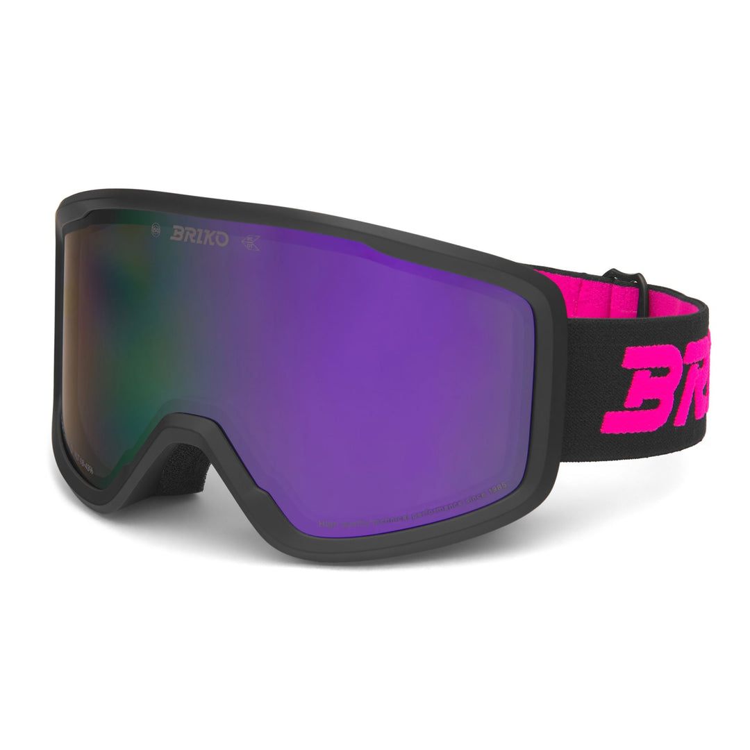 Maschera da sci unisex neri e rosa neon con funzione antiappannamento. main