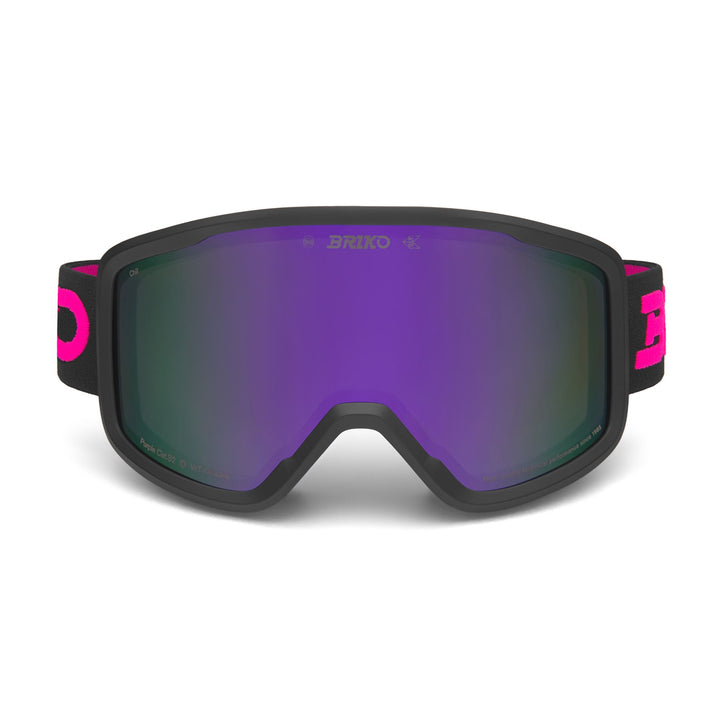 Maschera da sci unisex neri e rosa neon con funzione antiappannamento. 1
