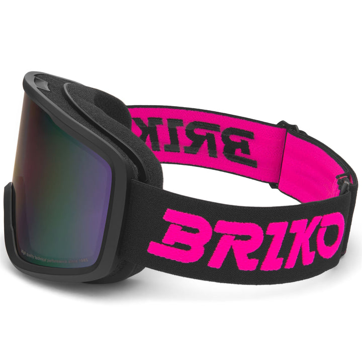 Maschera da sci unisex neri e rosa neon con funzione antiappannamento. 2