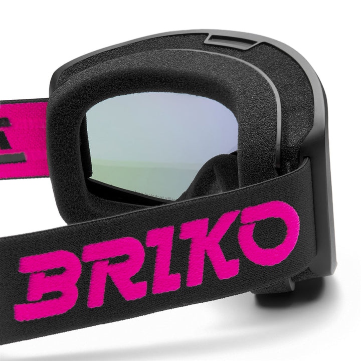 Maschera da sci unisex neri e rosa neon con funzione antiappannamento. 4