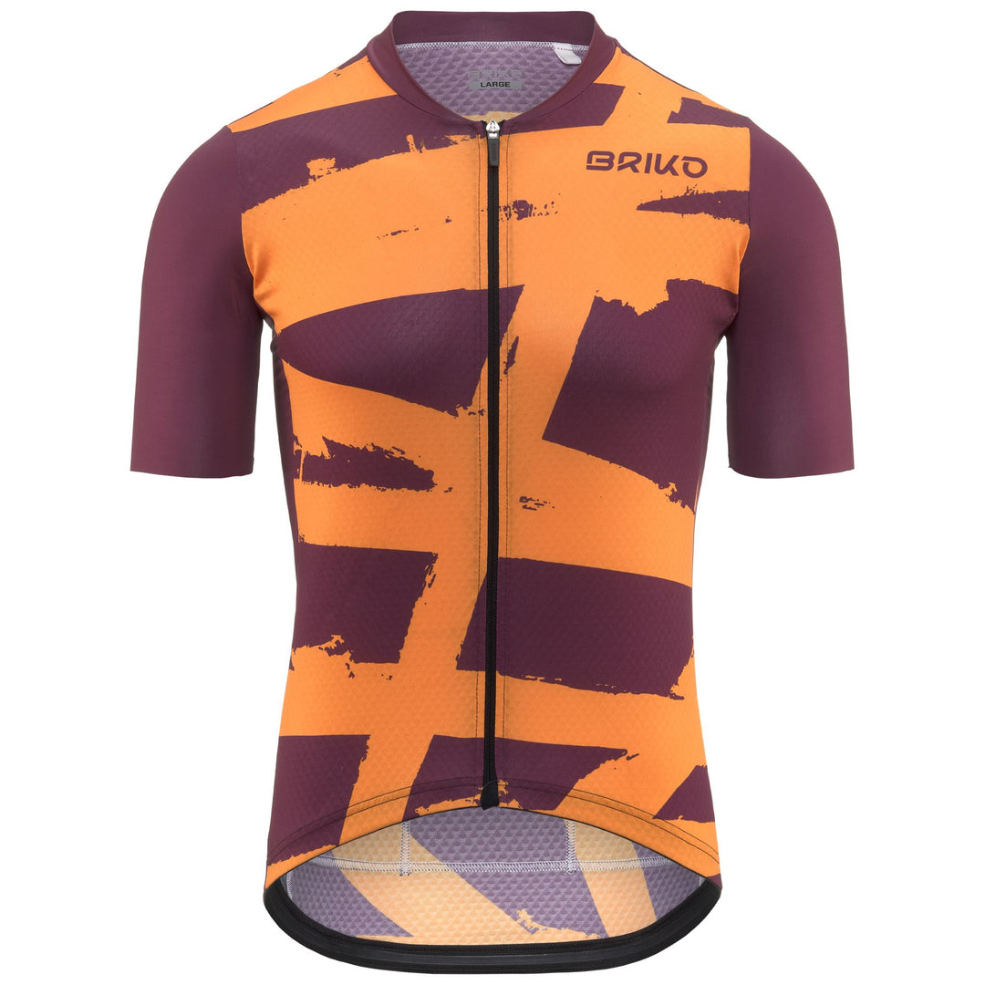 Maglia da ciclismo da uomo rossa con tessuto traspirante e maniche con bordi grezzi 01