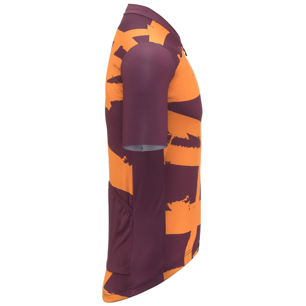 Maglia da ciclismo da uomo rossa con tessuto traspirante e maniche con bordi grezzi 02