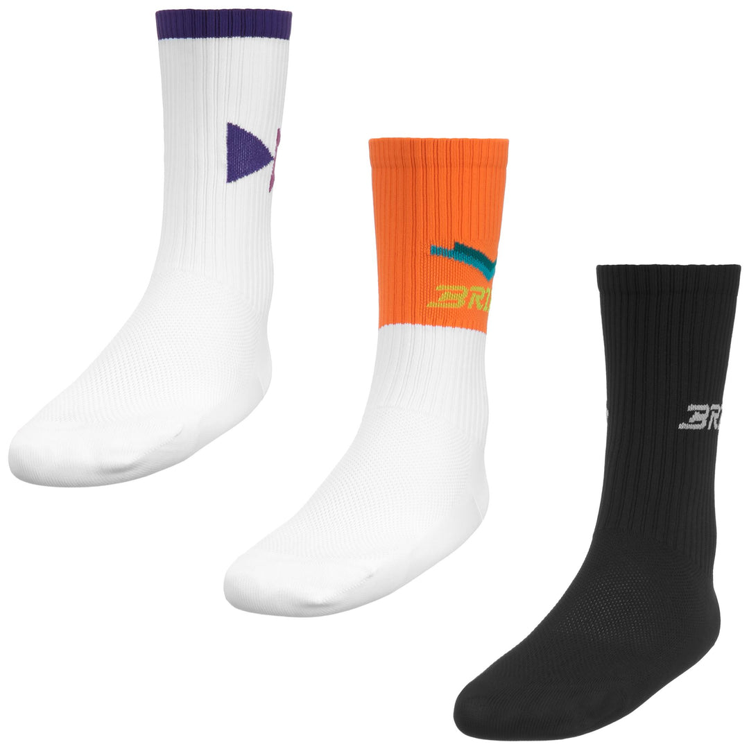 Unisex White and Violet Crew Socks for Cycling 01