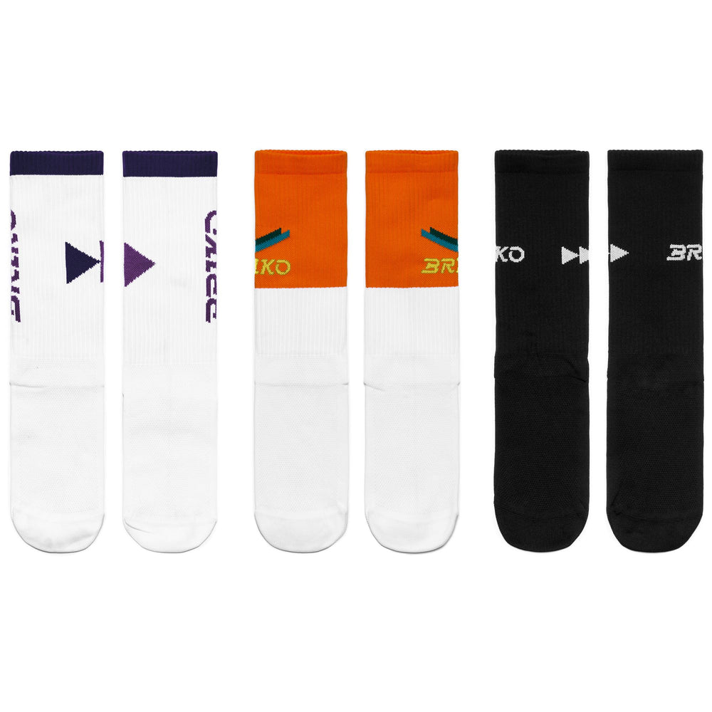 Unisex White and Violet Crew Socks for Cycling 02
