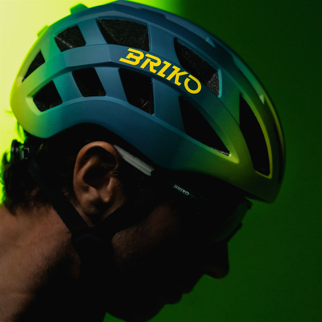 Unisex Blue and Yellow Cycling Helmet with Ventilation Features main