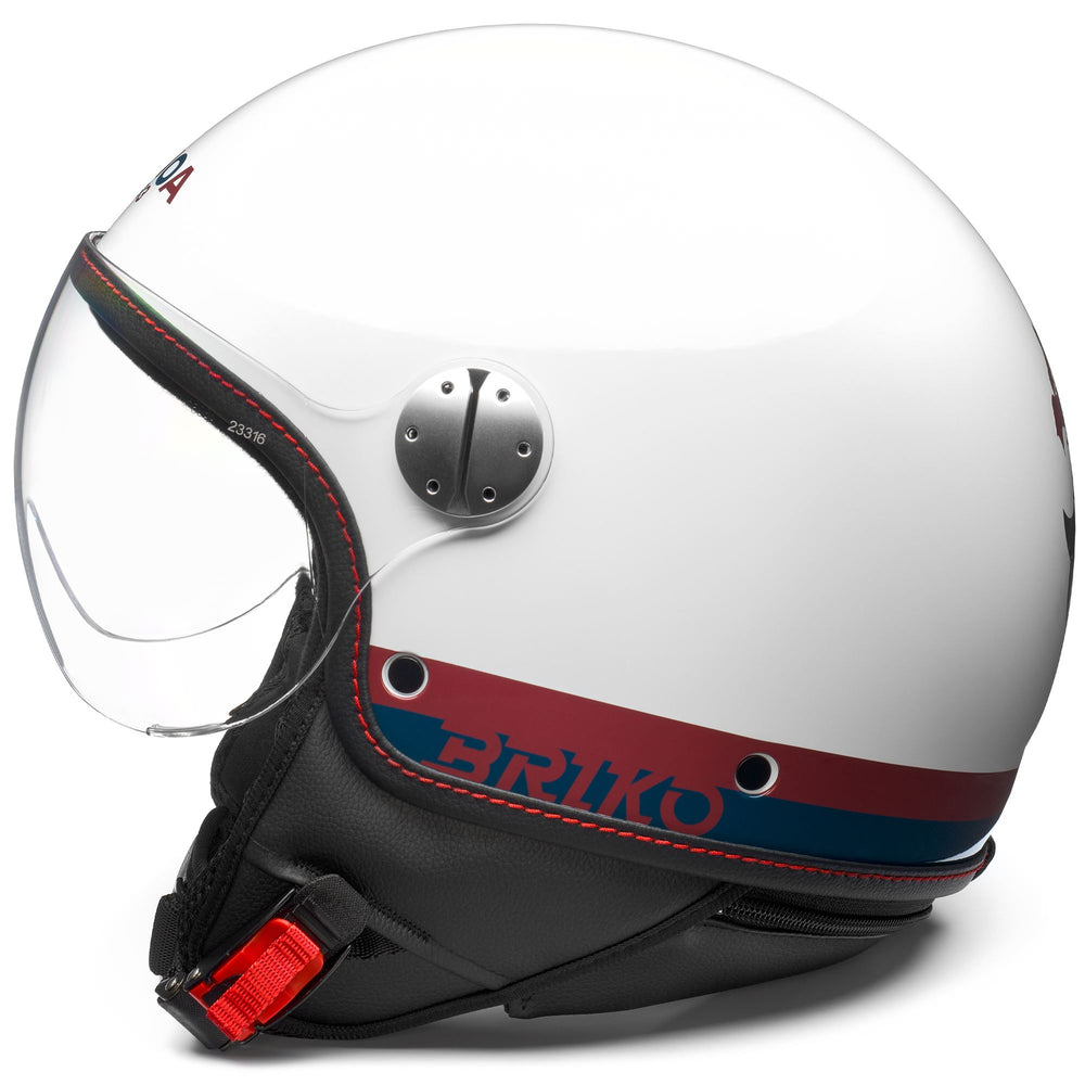 Casco Demijet unisex bianco e rosso per corse automobilistiche 02