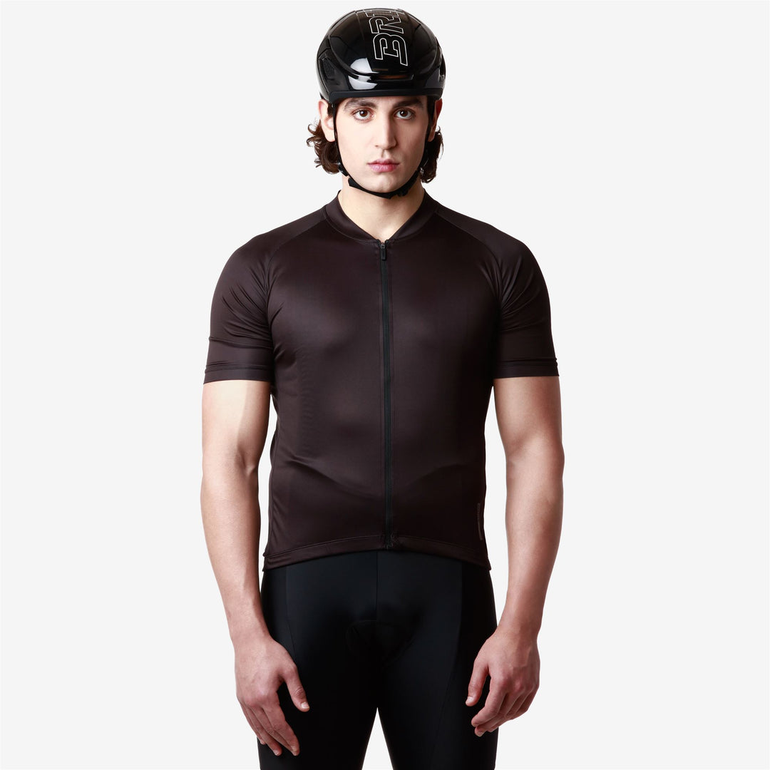 Maillot de cyclisme noir pour homme, idéal pour la route main