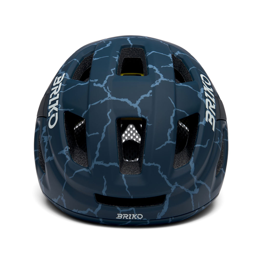 Casque de vélo unisexe bleu et beige avec ventilation et dispositifs de sécurité main